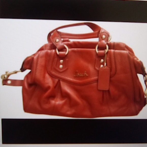 COACH Ashley F19247 Orange Leather Purse - Picture 2 of 15